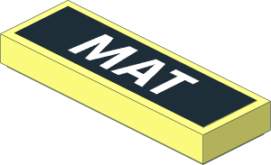 Tile  1 x  3 with White "MAT" on Black Background Sticker