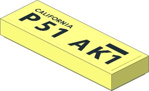 Tile  1 x  3 with Black "P51 AK1" on Transparent Background Sticker