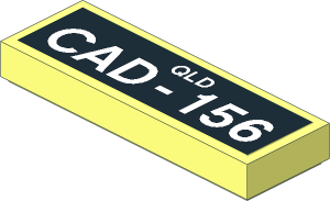 Tile  1 x  3 with White "QLD CAD-156" on Black Background Sticker