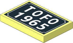 Tile  2 x  3 with White "TOFO 1965" on Black Background Sticker