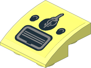 Slope Brick Curved  2 x  2 x  0.667 Inverted with Ignition Key, Switches and Ashtray Sticker