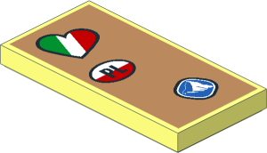 Tile  2 x  4 with Italy, Poland and Matterhorn Stickers on Medium Nougat Background Sticker