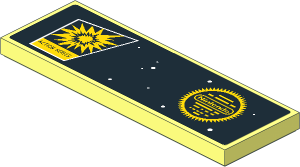Tile  2 x  6 with Yellow Explosion, "ACTION SERIES" and Nintendo Trademark Seal Sticker