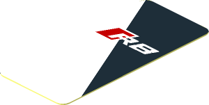 Sticker  1.8 x  0.8 with R8 Logo on Black and White Background Right