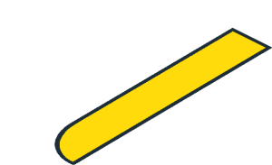 ~Sticker  2.6 x  2.8 with Two Yellow Stripes with Black Border - Half