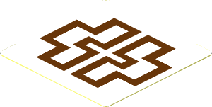 Sticker  1.8 x  1.8 with Reddish Brown Symmetric Symbols on White Background