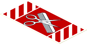 Sticker  0.9 x  0.9 with Red Barber Shop Sign