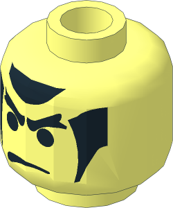 Minifig Head with Black Angry Eyebrows, Sideburns and Frown Pattern