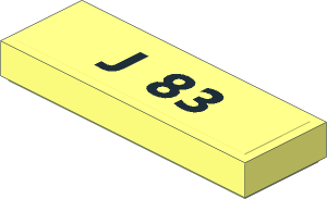 Tile  1 x  3 with Black "J 83" on Transparent Background Sticker