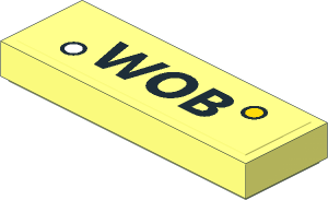 Tile  1 x  3 with Black "WOB" on Transparent Background Sticker