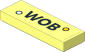 Tile  1 x  3 with Black "WOB" on Transparent Background Sticker
