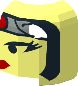 ~Minifig Head with Light Grey Bandana with Dot, Red Lips and Wide Eyelashes Pattern - Half