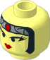 Minifig Head with Light Grey Bandana with Dot, Red Lips and Wide Eyelashes Pattern