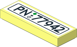 Tile  1 x  3 with "PN 77 942" Licence Plate Sticker