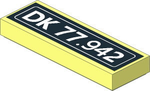Tile  1 x  3 with "DK 77.942" Licence Plate Sticker