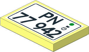 Tile  2 x  3 with "PN 77 942" Licence Plate Sticker