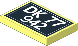 Tile  2 x  3 with "DK 77 942" Licence Plate Sticker