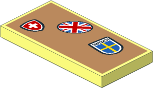 Tile  2 x  4 with Switzerland, Sweden and UK Stickers on Medium Nougat Background Sticker