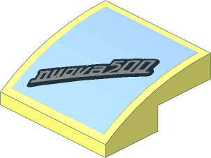 Slope Brick Curved  2 x  2 x  0.667 with "nuova 500" Emblem on Bright Light Blue Background Sticker
