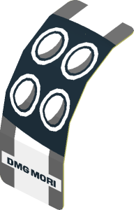 Sticker  0.8 x  2.0 with Headlamp and Dark Grey Stripes on White Background Right (Formed) (Needs work)