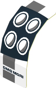 Sticker  0.8 x  2.0 with Headlamp and Dark Grey Stripes on White Background Left (Formed) (Needs work)