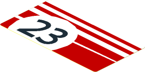 Sticker  2.0 x  3.8 with White Stripes and Black "23" in White Circle on Red Background Left