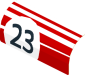 Sticker  2.0 x  3.8 with White Stripes and Black "23" in White Circle on Red Background Left (Formed)