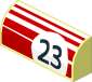 Brick  1 x  4 x  1.333 with White Stripes and Black "23" in White Circle on Red Background Right Sticker