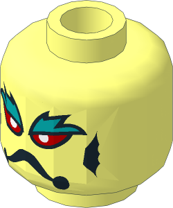 Minifig Head with Alien with Gills, Fish Mouth, Red Eyes and Dark Turquoise Eyebrows Pattern