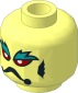 Minifig Head with Alien with Gills, Fish Mouth, Red Eyes and Dark Turquoise Eyebrows Pattern