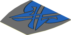 Sticker  2.5 x  2.7 with Blue Markings on Dark Bluish Grey Background