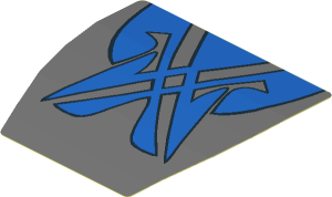 Sticker  2.5 x  2.7 with Blue Markings on Dark Bluish Grey Background (Formed)