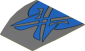 Sticker  2.5 x  2.7 with Blue Markings on Dark Bluish Grey Background (Formed)