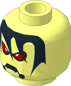Minifig Head with Alien with Fish Mouth, Red Eyes and Black Hair Pattern