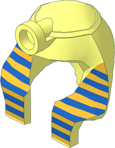 Minifig Headdress Nemes Type 1 with Blue and Metallic Gold Stripes Pattern