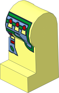 Minifig Leg Left with Medium Blue and Green Maxtlatl Pattern
