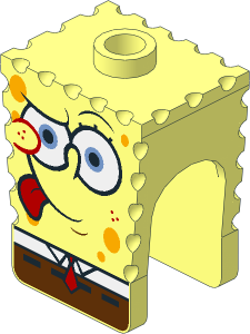 Minifig Head SpongeBob with Tongue Out Pattern
