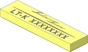 Tile  1 x  4 with Sadairs Spear Logo and "LT-K" with Variable Code Pattern