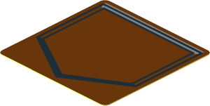 Sticker  1.8 x  1.8 with Black Pentagon on Reddish Brown Background
