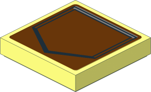 Tile  2 x  2 with Black Pentagon on Reddish Brown Background Sticker
