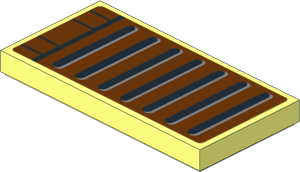 Tile  2 x  4 with Black and Metallic Silver Grille and Black Lines on Reddish Brown Background Sticker