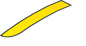 ~Sticker  2.5 x  2.7 with Two Yellow Stripes with Black Border (Formed) - Half