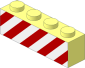 Brick  1 x  4 with Red Diagonal Stripes and White Background Pattern