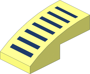 Slope Brick Curved  2 x  1 with  7 Dark Blue Lines Pattern