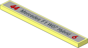 Tile  1 x  8 with Black "44 Mercedes F1 W07 Hybrid 6" on Grey Background Sticker