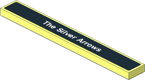 Tile  1 x  8 with White "The Silver Arrows" on Black Background Sticker