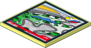 Tile  6 x  6 with Screen with Air - Cam of Track and Airship on Black Background Sticker