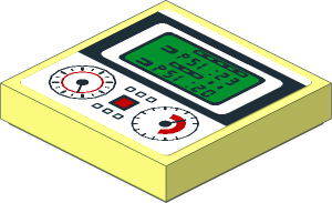 Tile  2 x  2 with Green Screen, Buttons and Indicators on White Background Sticker