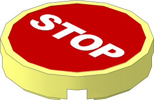 Tile  2 x  2 Round with White "STOP" on Red Background Sticker