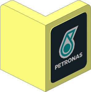 Panel  1 x  1 x  1 Corner with Rounded Corners with Petronas Logo on Black Background Right Sticker